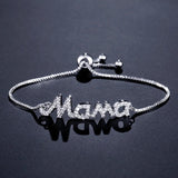 Letter Mama Charm Bracelet CZ Adjustable Jewelry Gift for Mom