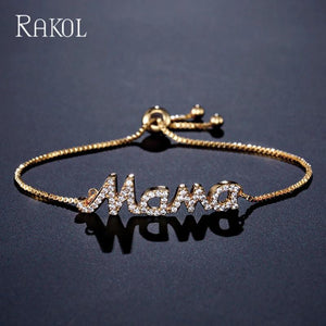 Letter Mama Charm Bracelet CZ Adjustable Jewelry Gift for Mom