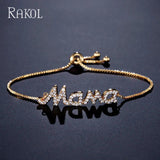 Letter Mama Charm Bracelet CZ Adjustable Jewelry Gift for Mom
