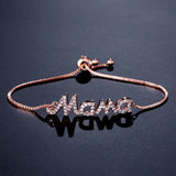 Letter Mama Charm Bracelet CZ Adjustable Jewelry Gift for Mom
