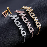 Letter Mama Charm Bracelet CZ Adjustable Jewelry Gift for Mom