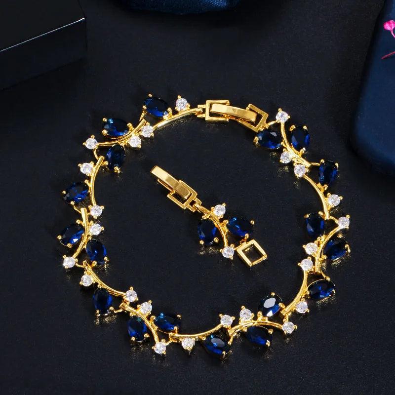 Yellow Cubic Zircon Leaf Branch Bracelet for Women CB220