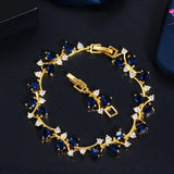 Yellow Cubic Zircon Leaf Branch Bracelet for Women CB220