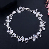Yellow Cubic Zircon Leaf Branch Bracelet for Women CB220