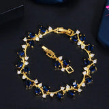 Yellow Cubic Zircon Leaf Branch Bracelet for Women CB220