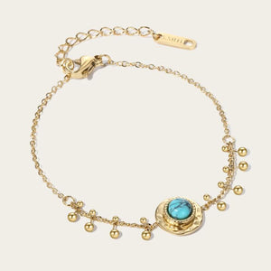 YACHAN Turquoise Stone Bracelet Stainless Steel Charm Jewelry Gift