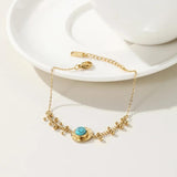 YACHAN Turquoise Stone Bracelet Stainless Steel Charm Jewelry Gift
