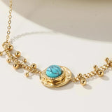 YACHAN Turquoise Stone Bracelet Stainless Steel Charm Jewelry Gift