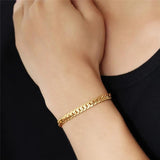 6MM Snake Chain Bracelet Unisex Chunky Cuban Link Bangle Hip-Hop Jewelry