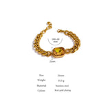 Red CZ Chain Bangle Bracelet Stainless Steel Heavy Metal 18K Golden Bijoux Femme