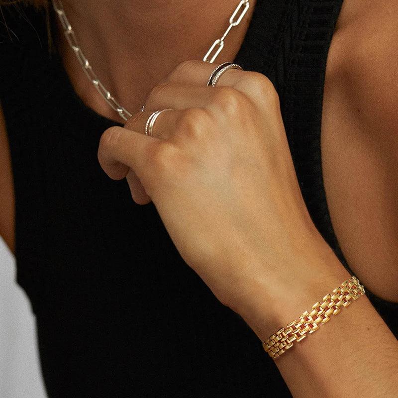 9MM Metal Thick Chain Link Bracelet for Women Girls Wrist Gift Jewelry