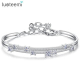 Adjustable Chain Bracelet with Cubic Zirconia for Bridal Wedding