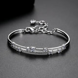 Adjustable Chain Bracelet with Cubic Zirconia for Bridal Wedding