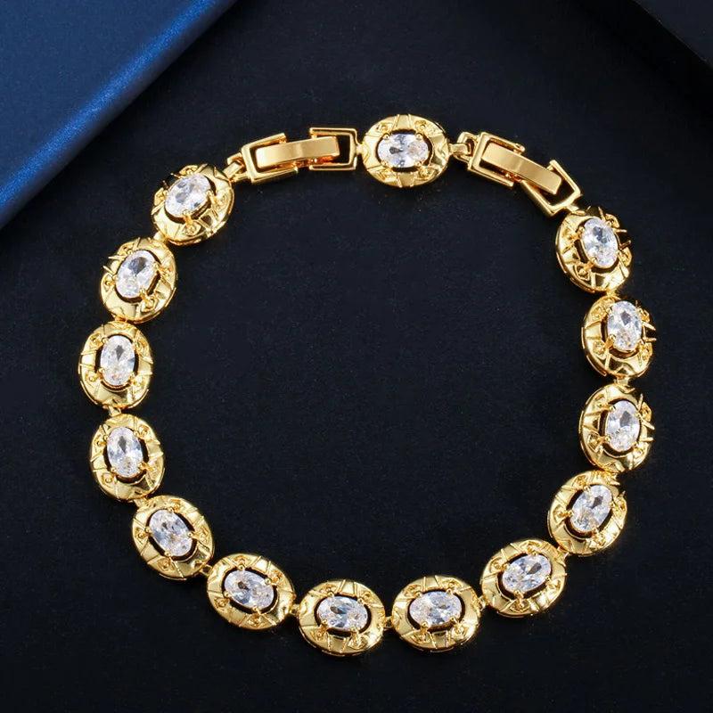 Green Stone Link Chain Bracelet Women Jewelry B094