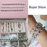 Green Stone Link Chain Bracelet Women Jewelry B094