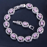 Green Stone Link Chain Bracelet Women Jewelry B094