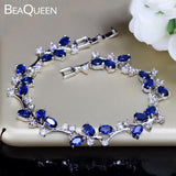 Delicate Oval Dark Stones and Crystals Tennis Bracelet Silver Friendship Jewelry