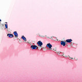 Delicate Oval Dark Stones and Crystals Tennis Bracelet Silver Friendship Jewelry