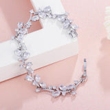Delicate Oval Dark Stones and Crystals Tennis Bracelet Silver Friendship Jewelry