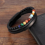 Solar System Bracelet Natural Stone Planets Leather Bangle Men Gift