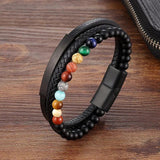 Solar System Bracelet Natural Stone Planets Leather Bangle Men Gift