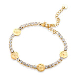 Crystal Bracelet for Women Stainless Steel Flower Charm Chain Jewelry Gift