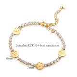 Crystal Bracelet for Women Stainless Steel Flower Charm Chain Jewelry Gift