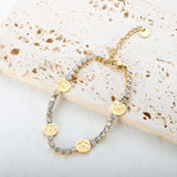 Crystal Bracelet for Women Stainless Steel Flower Charm Chain Jewelry Gift