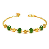 Green Tourmaline Ball Beads Bracelet 24k Filled Wedding Jewelry