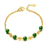 Green Tourmaline Ball Beads Bracelet 24k Filled Wedding Jewelry