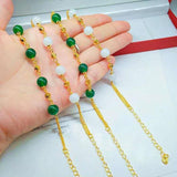 Green Tourmaline Ball Beads Bracelet 24k Filled Wedding Jewelry