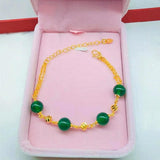 Green Tourmaline Ball Beads Bracelet 24k Filled Wedding Jewelry