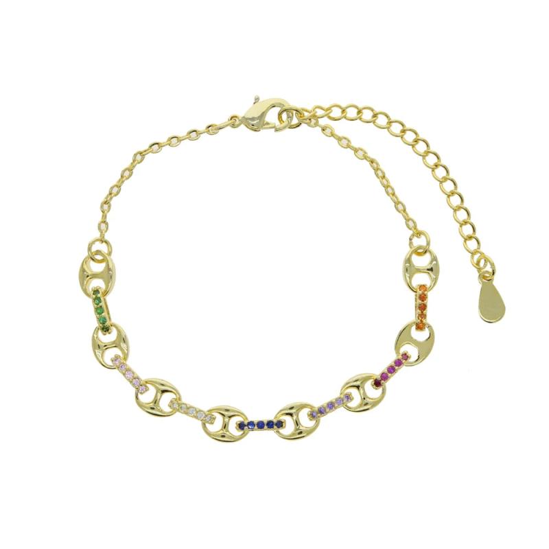 Geometric CZ Rainbow Bracelet Adjustable