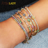 Geometric CZ Rainbow Bracelet Adjustable