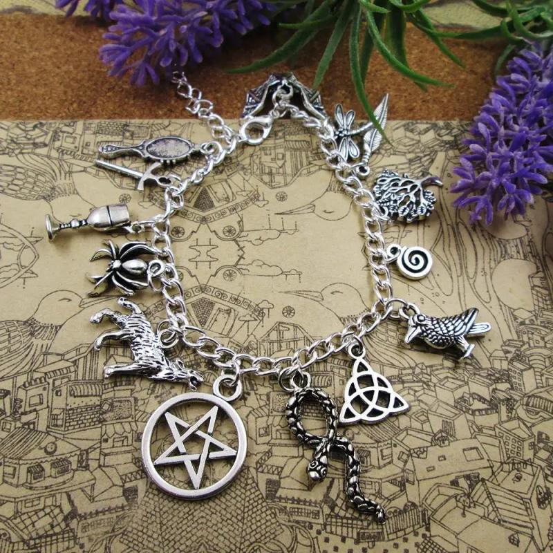 Silver Plated Charm Bracelet Wicca Witch Bracelet