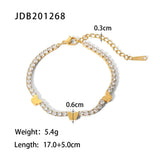 Butterfly Tennis Chain Bracelet, CZ Charm, 18K Plated Stainless Steel