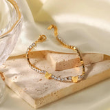 Butterfly Tennis Chain Bracelet, CZ Charm, 18K Plated Stainless Steel