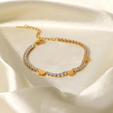 Butterfly Tennis Chain Bracelet, CZ Charm, 18K Plated Stainless Steel