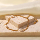 Youthway Vintage Stainless Steel Cuban Chain Three Pearls Bracelet