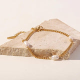 Youthway Vintage Stainless Steel Cuban Chain Three Pearls Bracelet