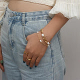 Youthway Vintage Stainless Steel Cuban Chain Three Pearls Bracelet