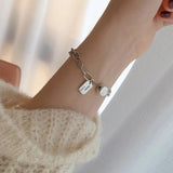 Vintage Thai Silver LUCK Bracelet Women Lock Chain S-B335