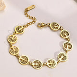 Life Tree Charms Bracelet with Stamp, Adjustable Wristband