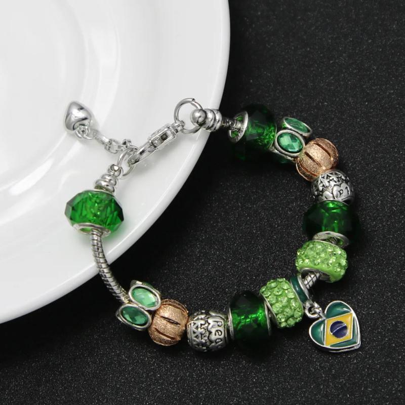 Brazil National Flag Charm Bracelet Jewelry for Men Women
