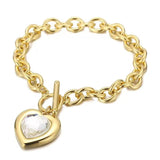 Crystal Heart Charm Bracelet for Women