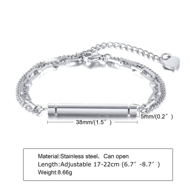 Men's Bar Bracelet with Cylinder Cremation Urn