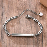 Men's Bar Bracelet with Cylinder Cremation Urn
