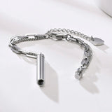 Men's Bar Bracelet with Cylinder Cremation Urn