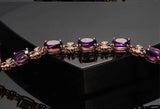 18K Rose Lab Amethyst CZ Bracelet Bangle S925 Silver Wedding Fine Jewelry