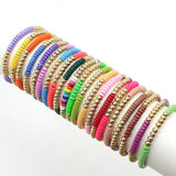 DIY Enamel Charm Bracelet Bohemian Rainbow Elastic Cuff Bangle